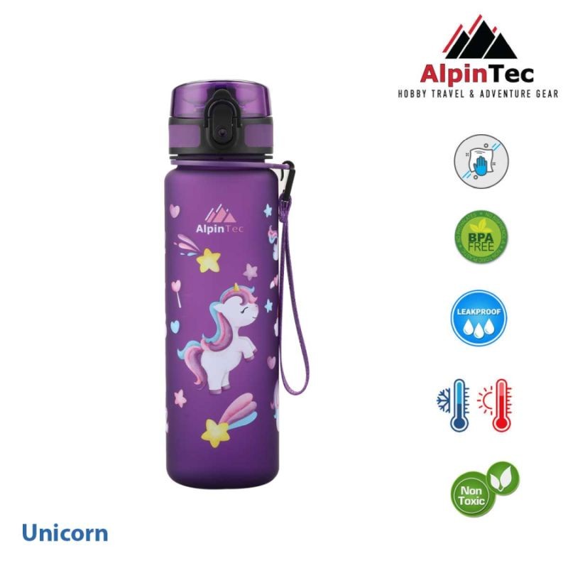 Παγούρι Μοβ Unicorn 500ml με στόμιο BPA Free, Alpin Tec